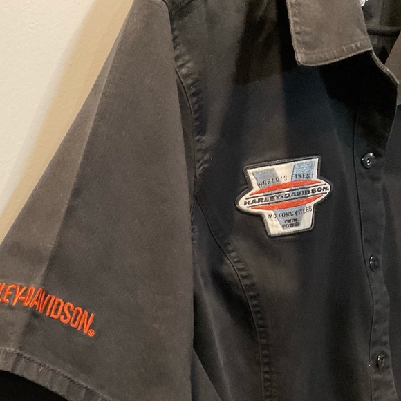 HARLEY DAVIDSON Women’s Sz 1 XL Black Button Up Short Sleeve - Picture 3 of 4